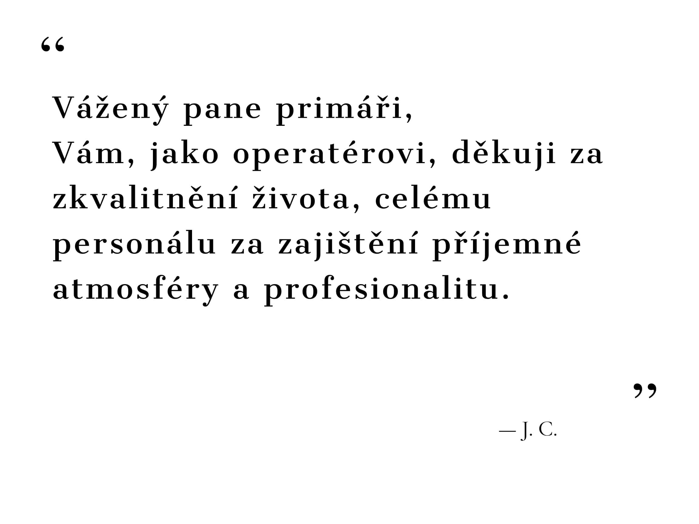 Děkovný dopis od pacienta